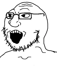 meximutt, soymutt, womutt, fusionjaks, glasses, open mouth, soyjak, stubble, white background