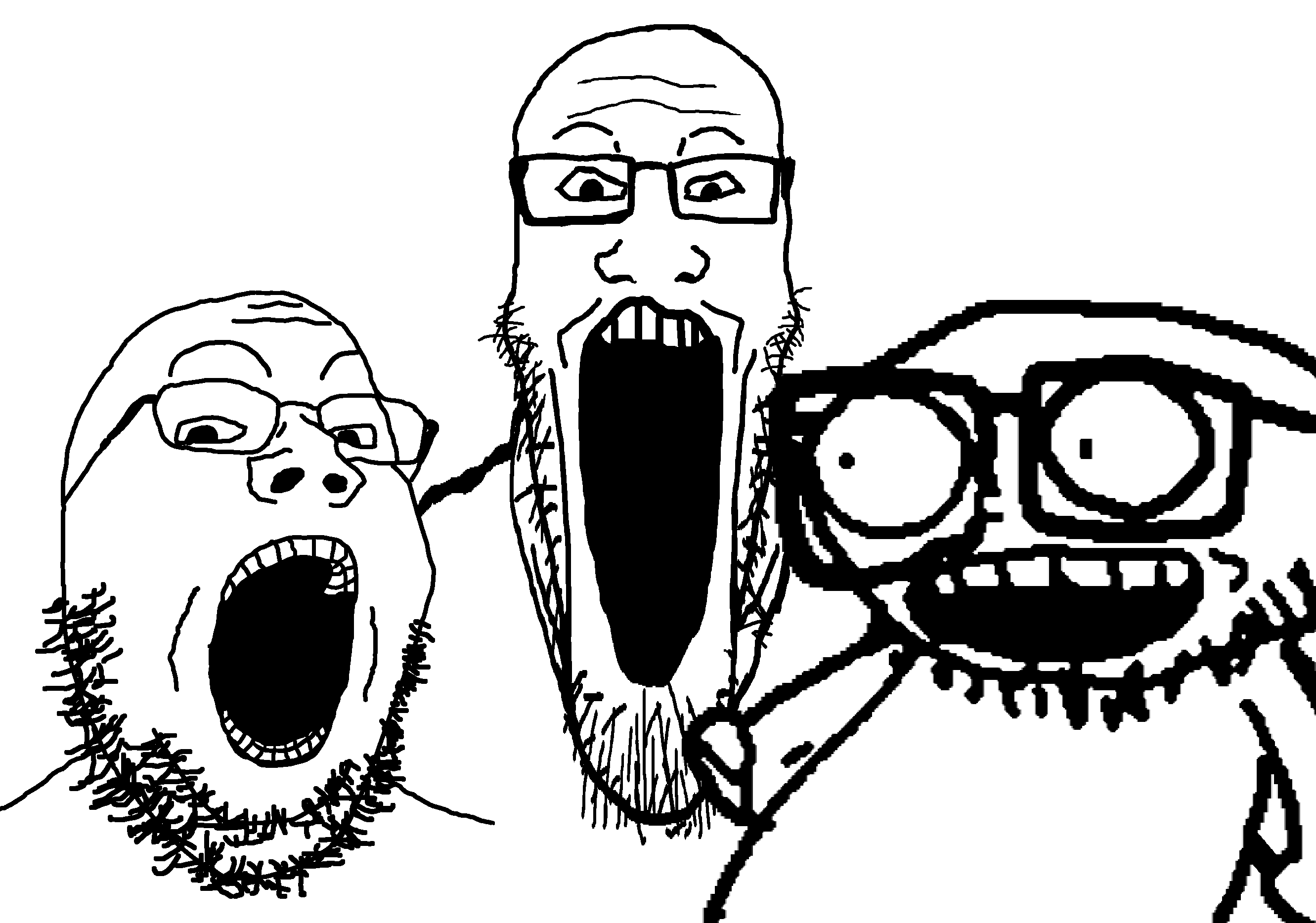fiendson, gapejak, markiplier soyjak, tony soprano soyjak, unknown, longplier, soyjak trio, 3soyjaks, bald, forehead lines