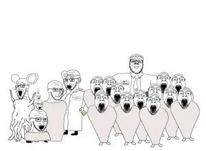 dr. soyberg, a24 slowburn soyjak, bernd, soyak, bloodshot eyes, closed mouth, concerned, crying, doctor, drink