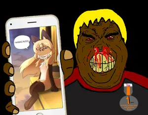 204236 - soybooru.com - seething hunky_twink_sex_machine holding_phone blood_from_nose alicia template holding_object bloodshot_eyes.png