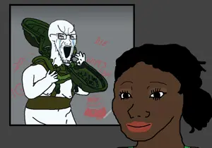 pepe, wojak, soyak, soyak (crying), arm, black woman, clothes, crying, experiment, female
