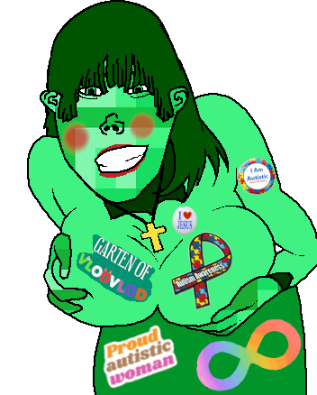 femerald, vlodson, vlodette, vlodette (posed), femjak, autism, blush, christian cross, christianity, ear