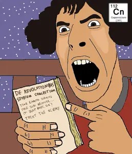 cobson, brown skin, chemistry, coal, copernicium, drawn background, element, hair, hands, holding object