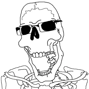cobson, skeletonjak, 1soyjak, bald, bone, bones, glasses, looking to the left, monochrome, no beard