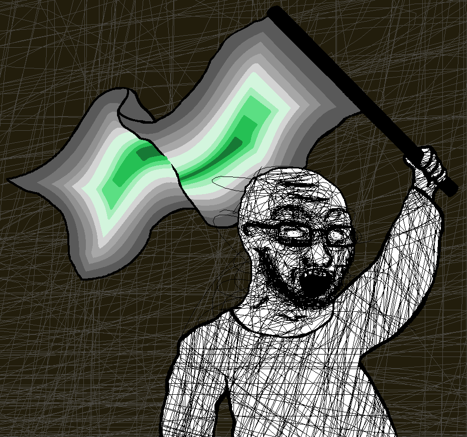 markiplier soyjak, soyak, schizojak, aliased, arm, black background, clothes, crazed, flag, forehead lines
