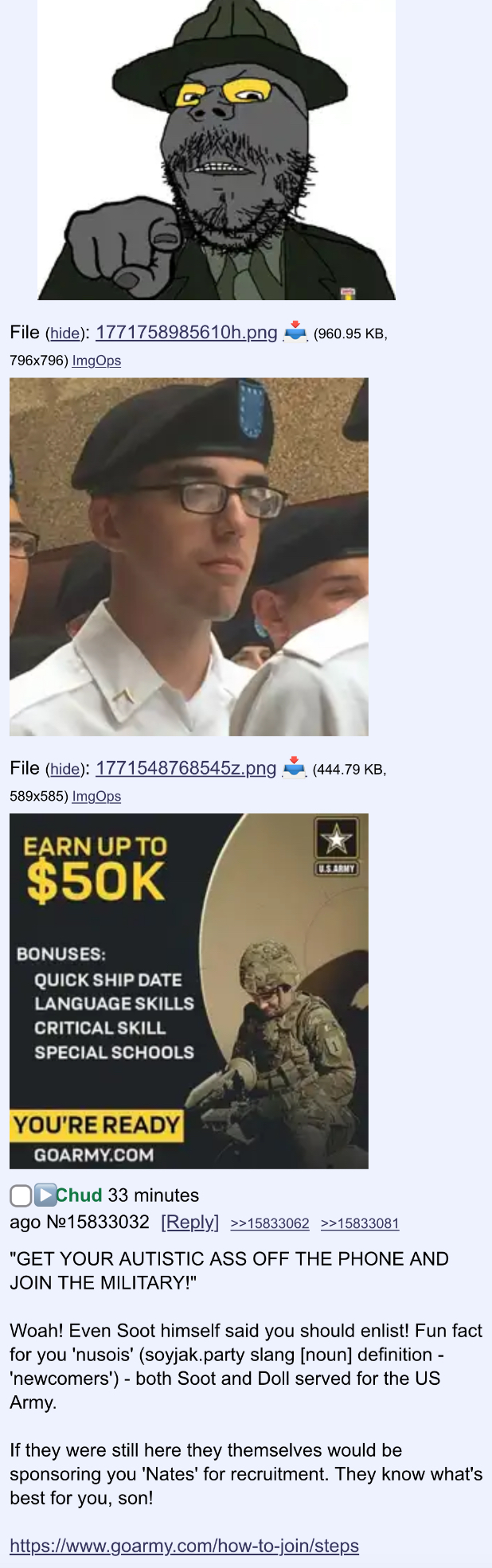 gapejak, wholesome soyjak, geggy screenshots, army, drill sergeant, glasses, gray skin, military, mustache, propaganda