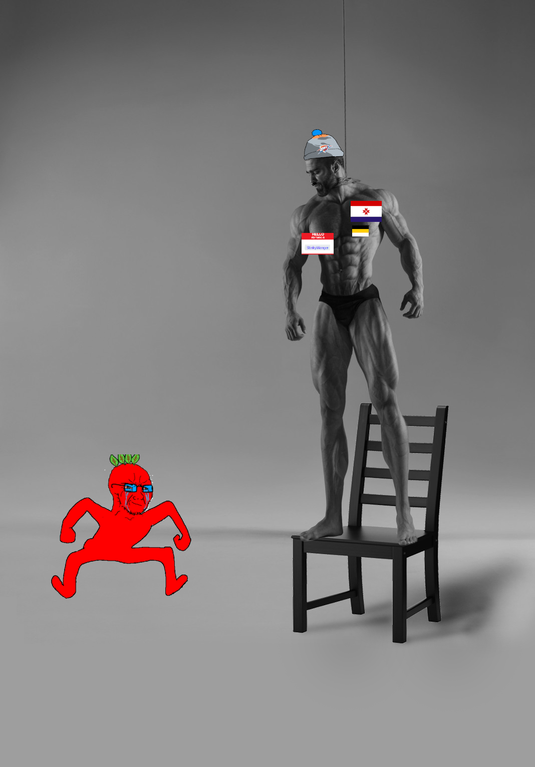 gigachad, soyak, soyak (crying), 1soyjak, angry, bald, ban, banned, banned user, bloodshot eyes
