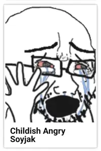 wojak, cryboy soyjak, soyak, crying, screenshot, soyjak, white background, wojakland