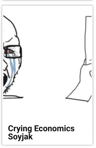 wojak, soyak, crying economics soyjak, screenshot, soyjak, white background, wojakland