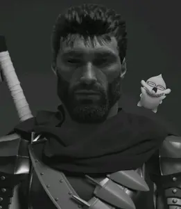 gigachad, guts, puck, unknown, anime, armor, beard, black hair, body armor, buff