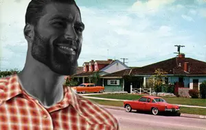 gigachad, buff, ernest khalimov, full body, gray skin, grin, muscles, nonchalant, posing, rare
