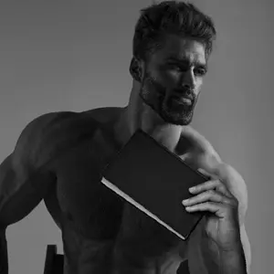 gigachad, buff, ernest khalimov, full body, gray skin, grin, muscles, nonchalant, posing, rare