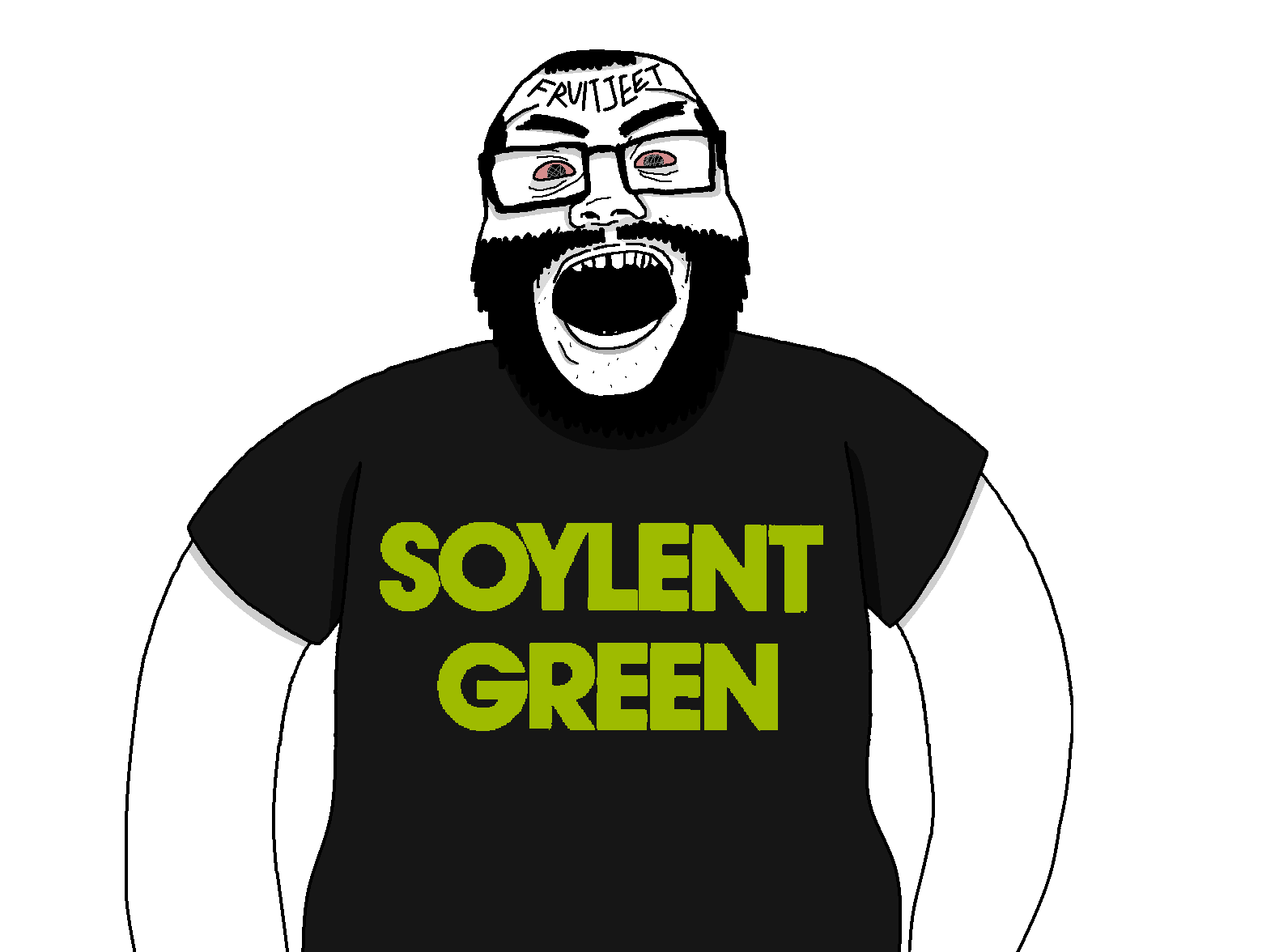 alicia, markiplier soyjak, coffee lover, science lover, things lovers, angry, balding, beard, black shirt, clothes