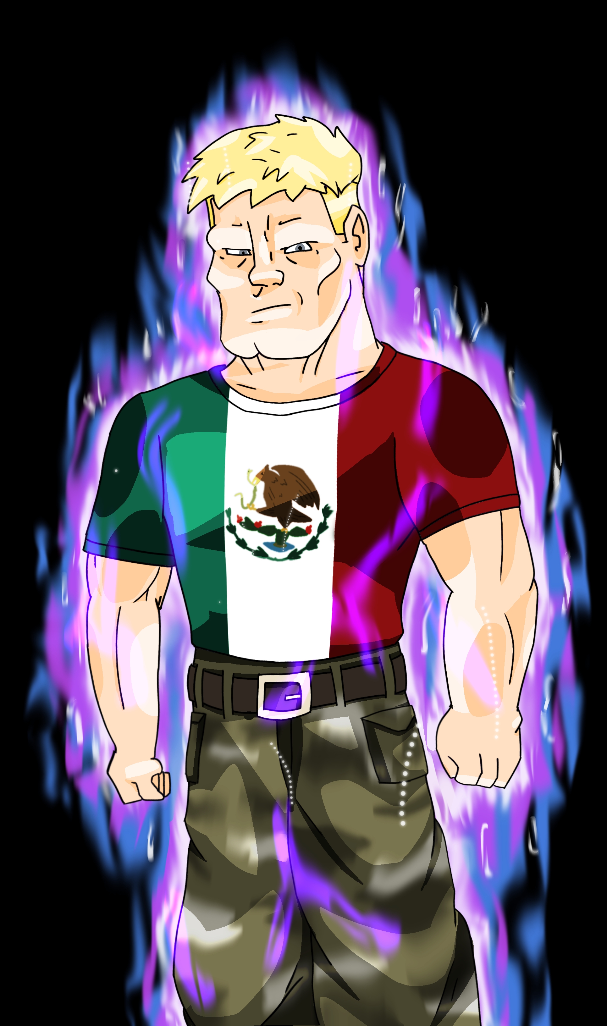 laperesbians14, meximutt, mexiaryan, aryan, a10 eyes, anime, aura, blonde hair, buff, camouflage