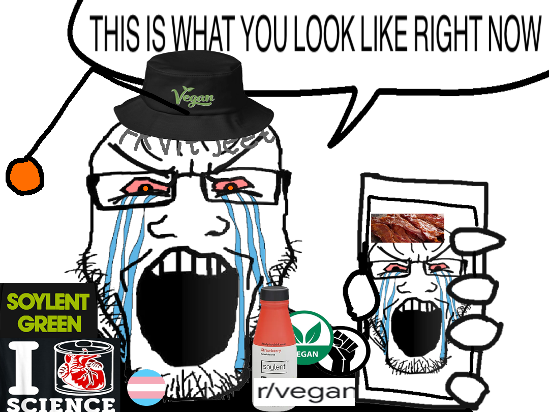 meataryan, markiplier soyjak, showing phone, 2soyjaks, clothes, drink, fedora, glasses, hat, holding object