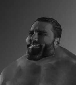 gigachad, almost full body, background, buff, effects, emotion, ernest khalimov, hair, handsome, looking at you