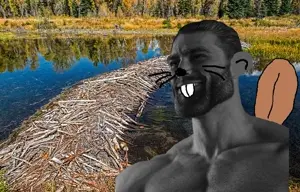 gigachad, almost full body, background, buff, effects, emotion, ernest khalimov, hair, handsome, looking at you