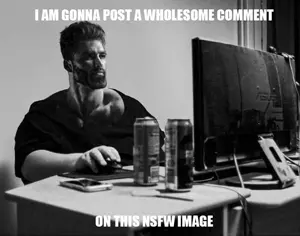 gigachad, almost full body, background, buff, effects, emotion, ernest khalimov, hair, handsome, looking at you