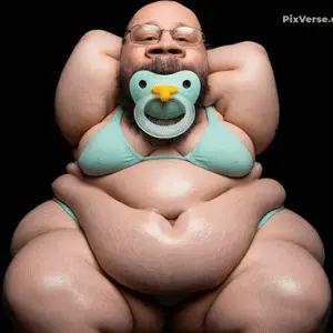 gapejak, babyjak, babyjak, 'o, age regression, animated, bald, beard, bikini, bile