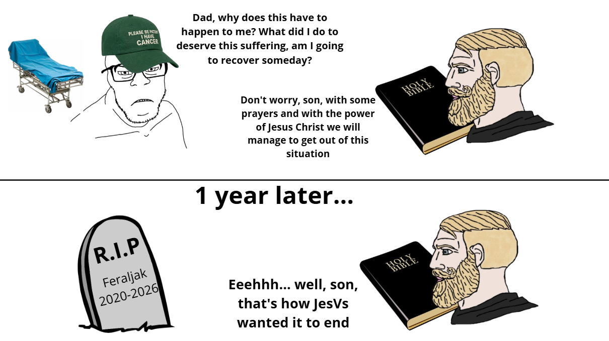yes chad, feraljak, bible, blonde beard, blonde hair, cancer, cap, christianity, christpill, closed mouth