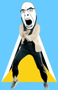 cobson, angry, animated, country, dance, flag, full body, gangnam style, glasses, open mouth