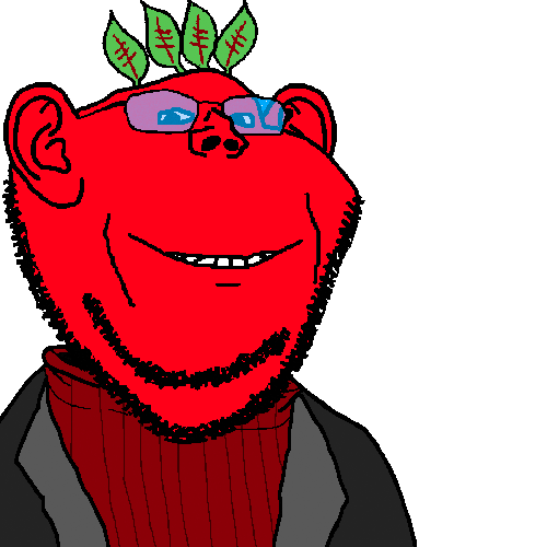 greenfag, impish soyak ears, admin, animated, closed mouth, formal clothing, glasses, hands, holding object, holding pipe