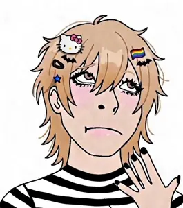 cobson, himeson, pawbson, gyarujak, bat, blonde hair, blush, bow, brown eyes, closed mouth