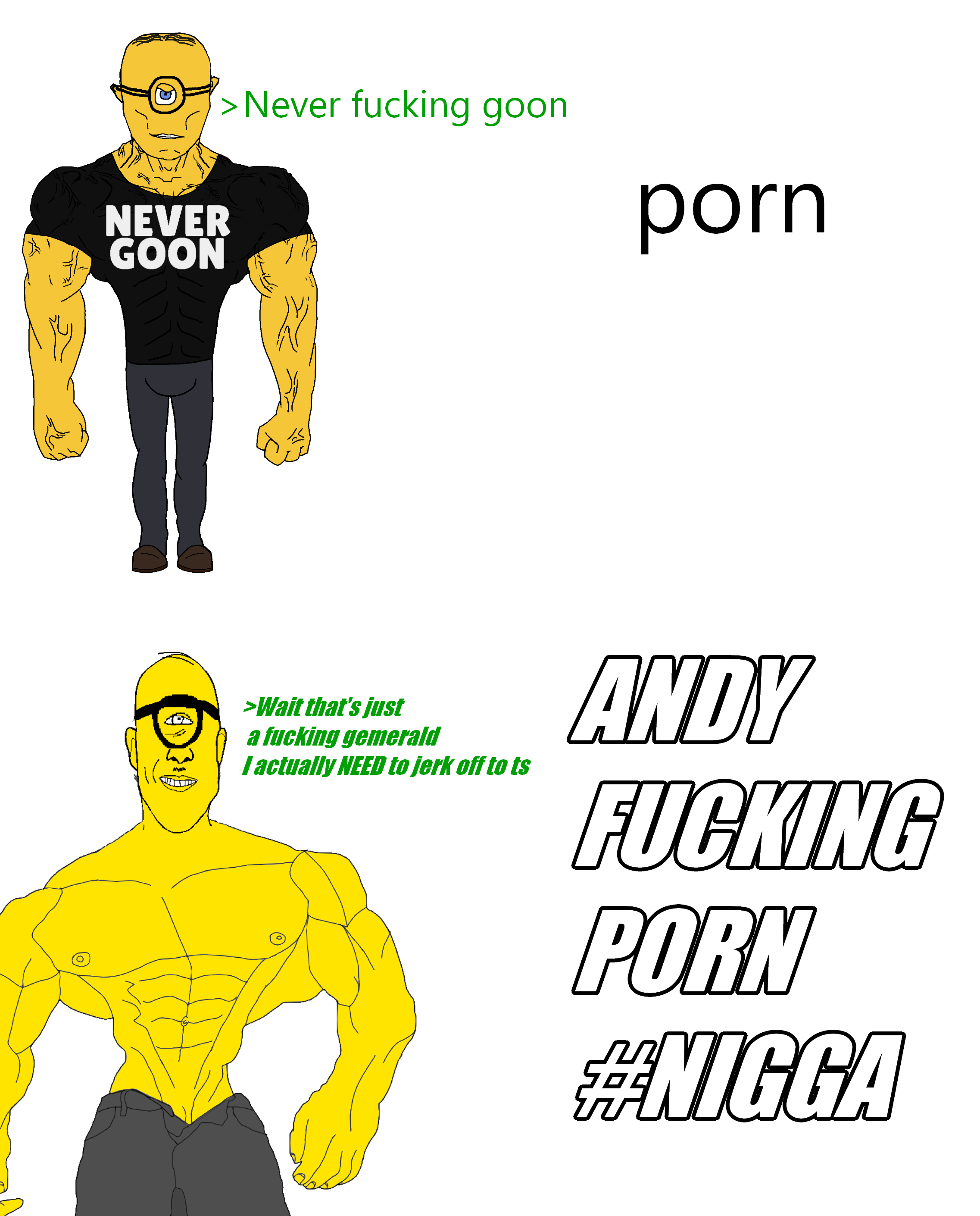 minion (despicable me), never goon minion, chudjak, microplasticsjak, chudjak front, muscular chud, 'toss, #nigga, andyporn, arm