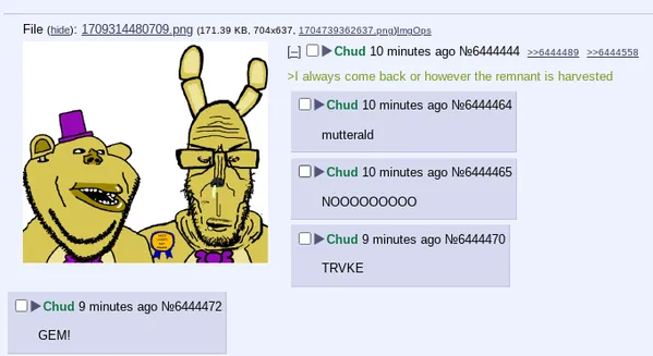 fredbear, springtrap, william afton, impish soyak ears, markiplier soyjak, euromutt, impish amerimutt, euromutt, geggy screenshots, sharty gets