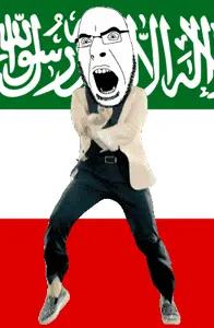 cobson, angry, animated, arabic text, calligraphy, country, dance, flag, full body, gangnam style