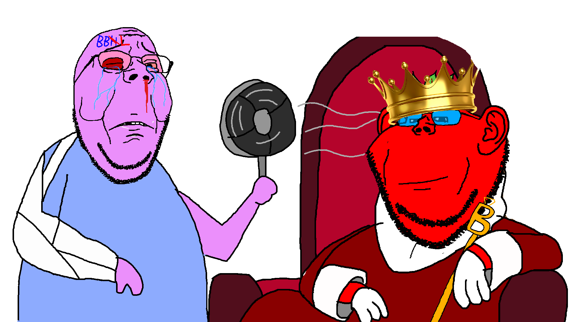 gapejak, impish soyak ears, wholesome soyjak, beet, beetroot, berryboy, bitched, black eye, blue glasses, blue shirt