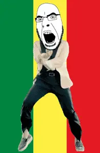 cobson, angry, animated, cleavage, country, dance, flag, full body, gangnam style, glasses