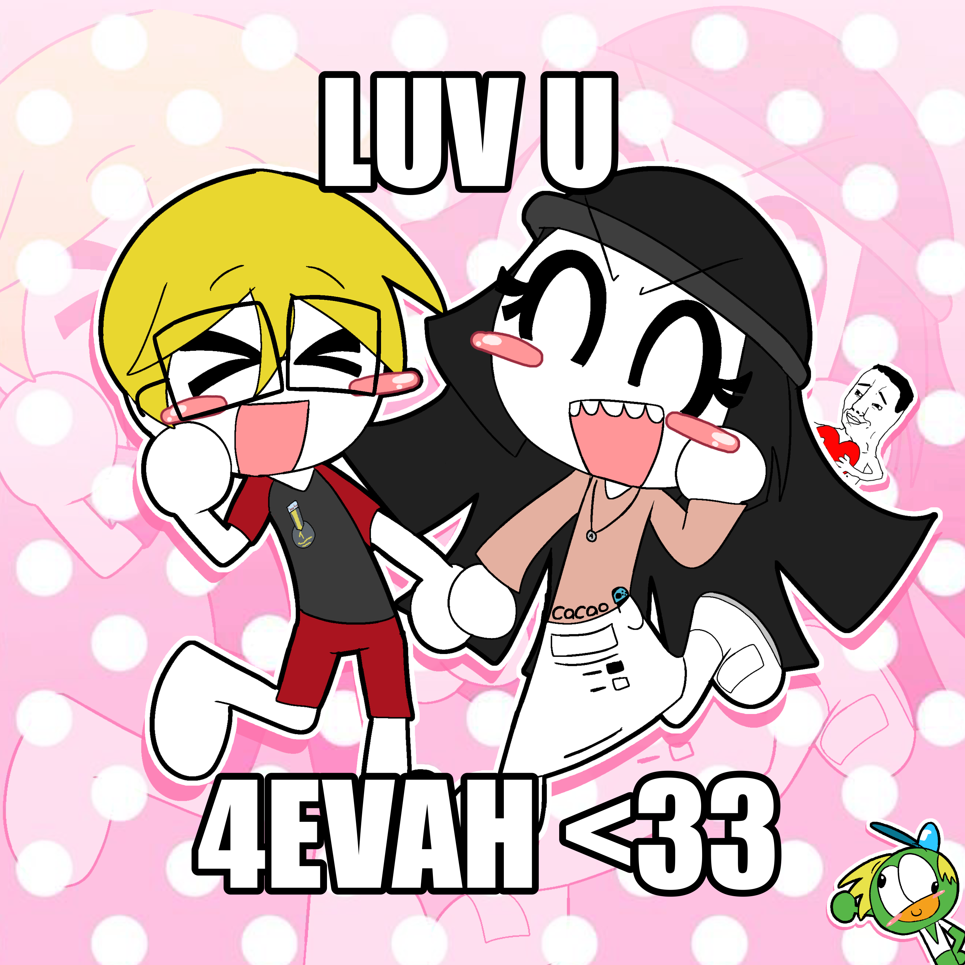 nate higgers, soytan, chudjak, natejak, 2soyjaks, black hair, blonde hair, blush, blush stickers, chibi