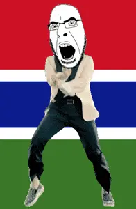 cobson, angry, animated, country, dance, flag, full body, gambia, gangnam style, glasses
