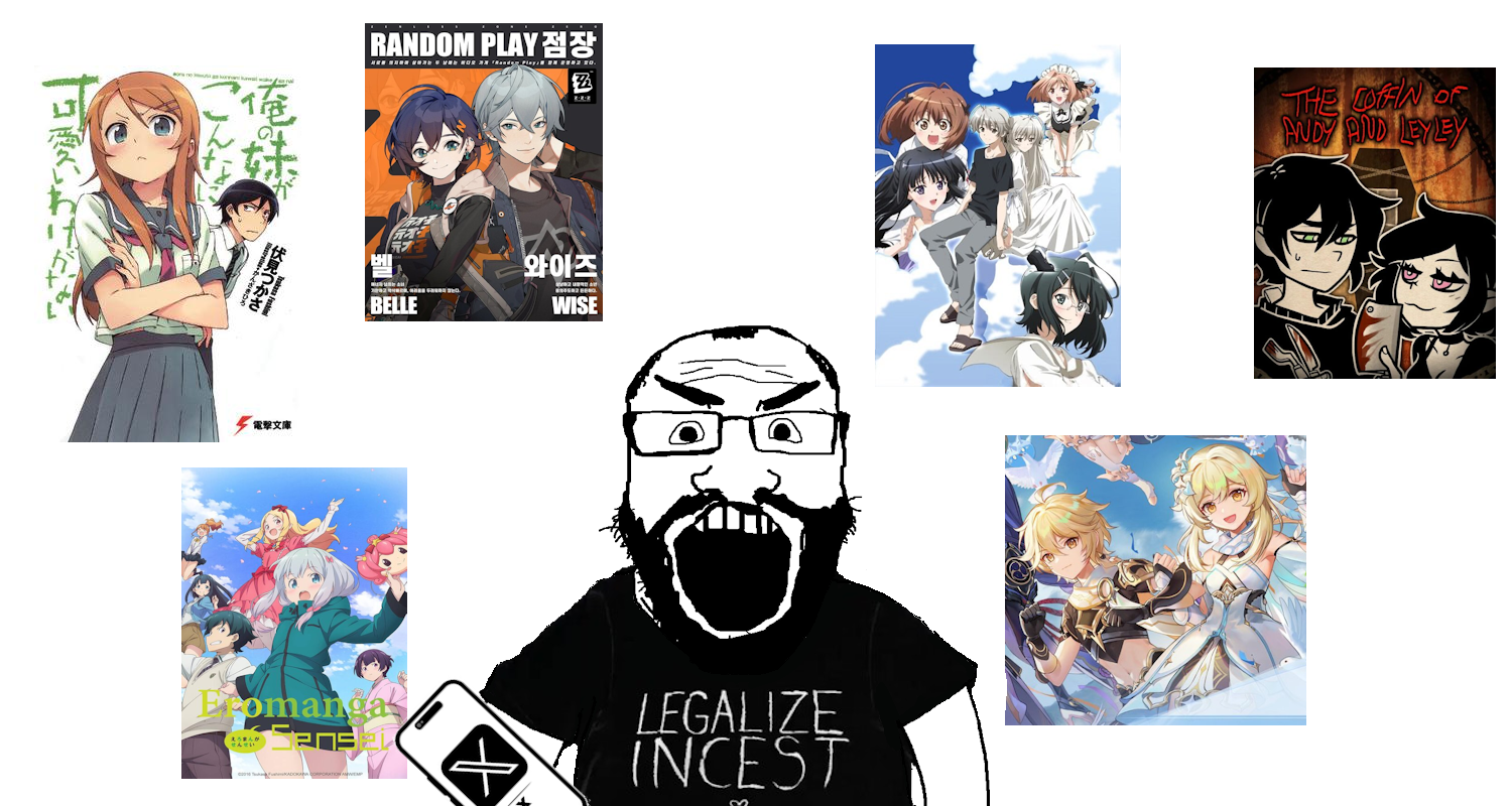 markiplier soyjak, science lover, angry, anime, beard, clothes, eromanga sensei, glasses, holding object, holding phone