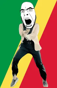 cobson, angry, animated, country, dance, flag, full body, gangnam style, glasses, open mouth
