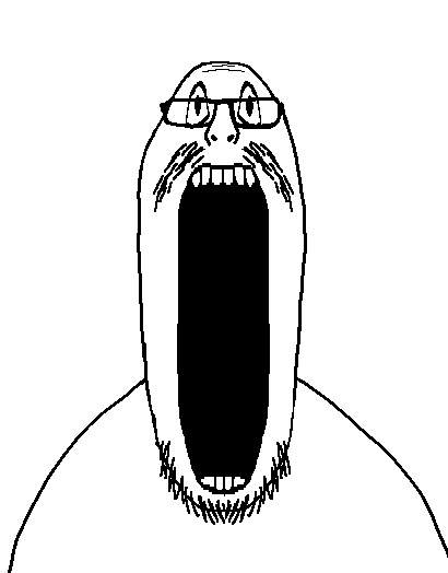 flartson, bald, beard, cobson killer, edit, forehead lines, gape, gaping mouth, glasses, half body