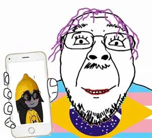 151181 - soybooru.com - beard bernd closed_mouth glasses not_oc op_took_a_selfie_of_xerself phone purple_hair showing_phone text tranny transgender_flag transgender_pride_flag troon troonella troonjak unfunniest_shit_you_h.jpg