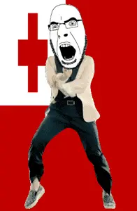cobson, angry, animated, country, cross, dance, flag, full body, gangnam style, glasses