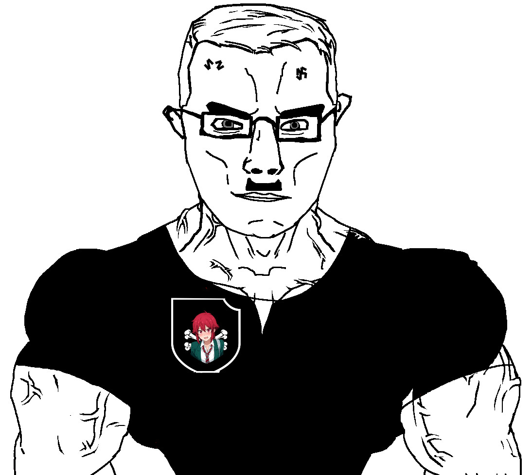 chudjak, chudjak front, muscular chud, anime, anime female, anime girl, basic, brimstone, buff, chud