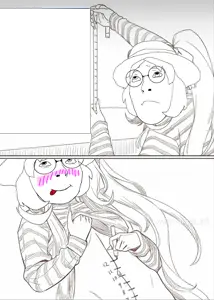 cobson, female cobson, femjak, 2soyjaks, blush, clothes, female, finger, fingers, frown