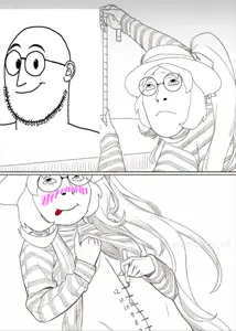cobson, weirdpenis, female cobson, femjak, 2soyjaks, blush, clothes, female, finger, fingers