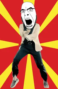 cobson, angry, animated, country, dance, flag, full body, gangnam style, glasses, north macedonia