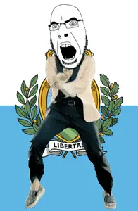 cobson, angry, animated, country, crown, dance, flag, full body, gangnam style, glasses