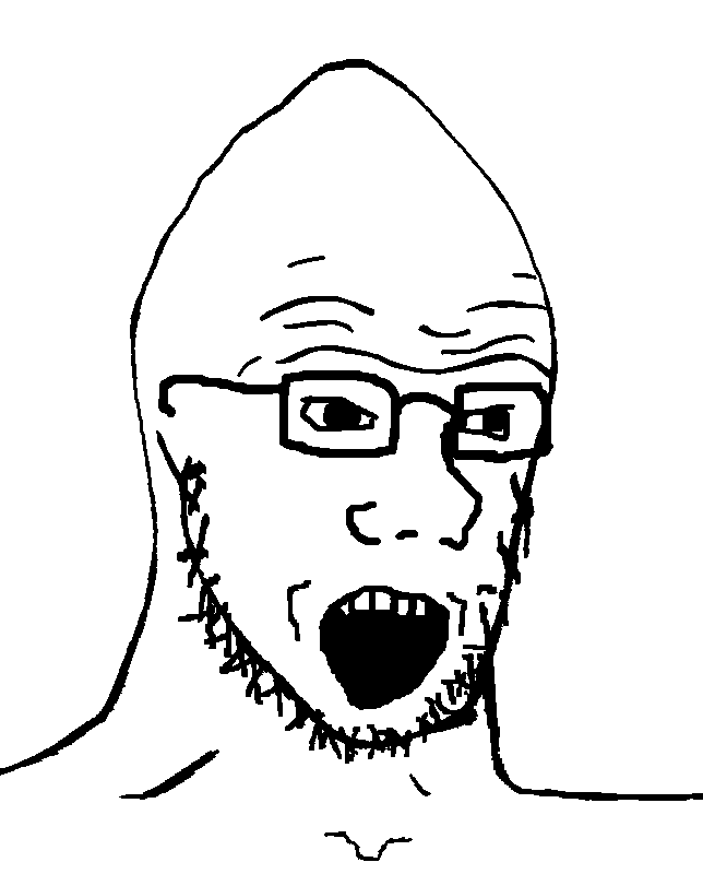 wojak, soyak, 1soyjak, assburgers, beard, black eyes, braindead, conehead, edit, forehead lines