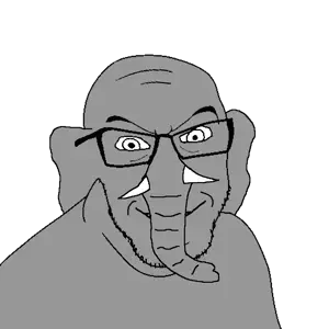 feraljak, animaljaks, 1soyjak, animal, bald, closed mouth, ear, ears, elephant, facial hair