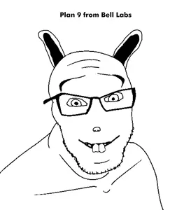 feraljak, animal, ear, glasses, operating system, plan9, rabbit, smile, soyjak, stubble
