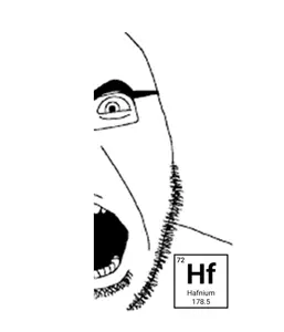 cobson, angry, chemistry, element, glasses, hafnium, open mouth, soyjak, stubble