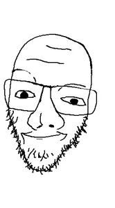 unknown, bald, closed mouth, forehead wrinkles, glasses, head, nose, smile, smug, soyjak