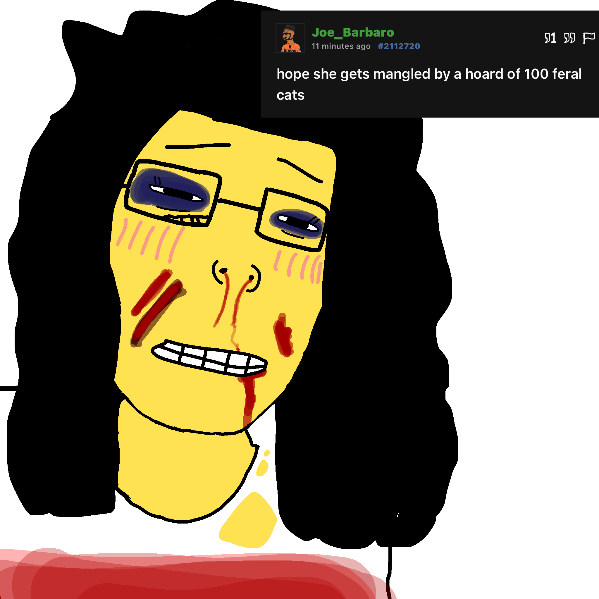 piperjak, asian, asian eyes, asian female, blood, blood from mouth, blood from nose, blood on face, blush, bruise